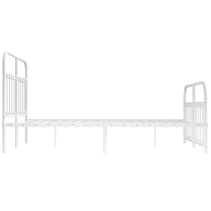 Metal Bed Frame With Headboard And Footboard White 150X200 Cm King Size