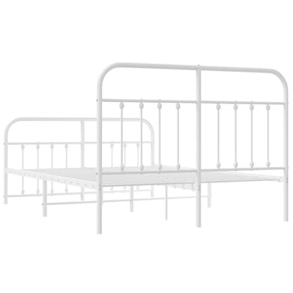 Metal Bed Frame With Headboard And Footboard White 150X200 Cm King Size