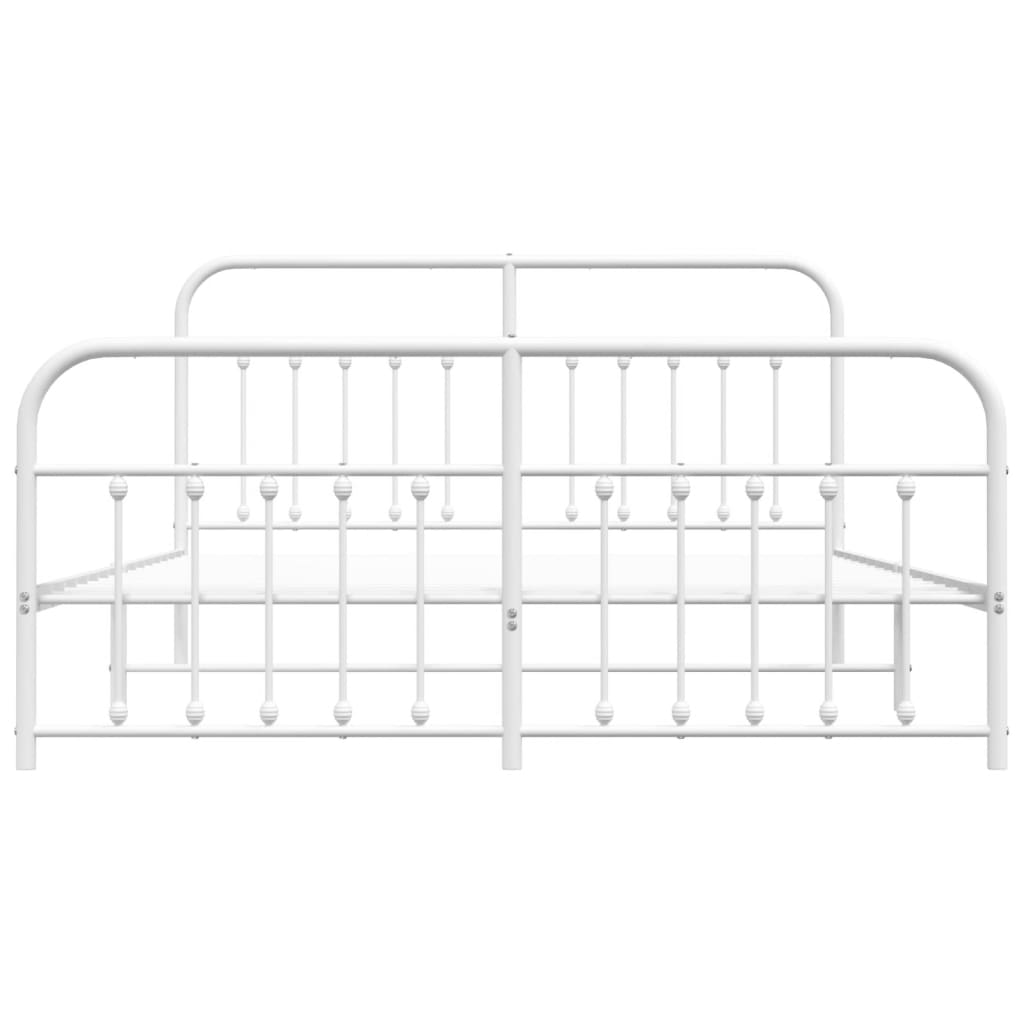 Metal Bed Frame With Headboard And Footboard White 180X200 Cm Super King