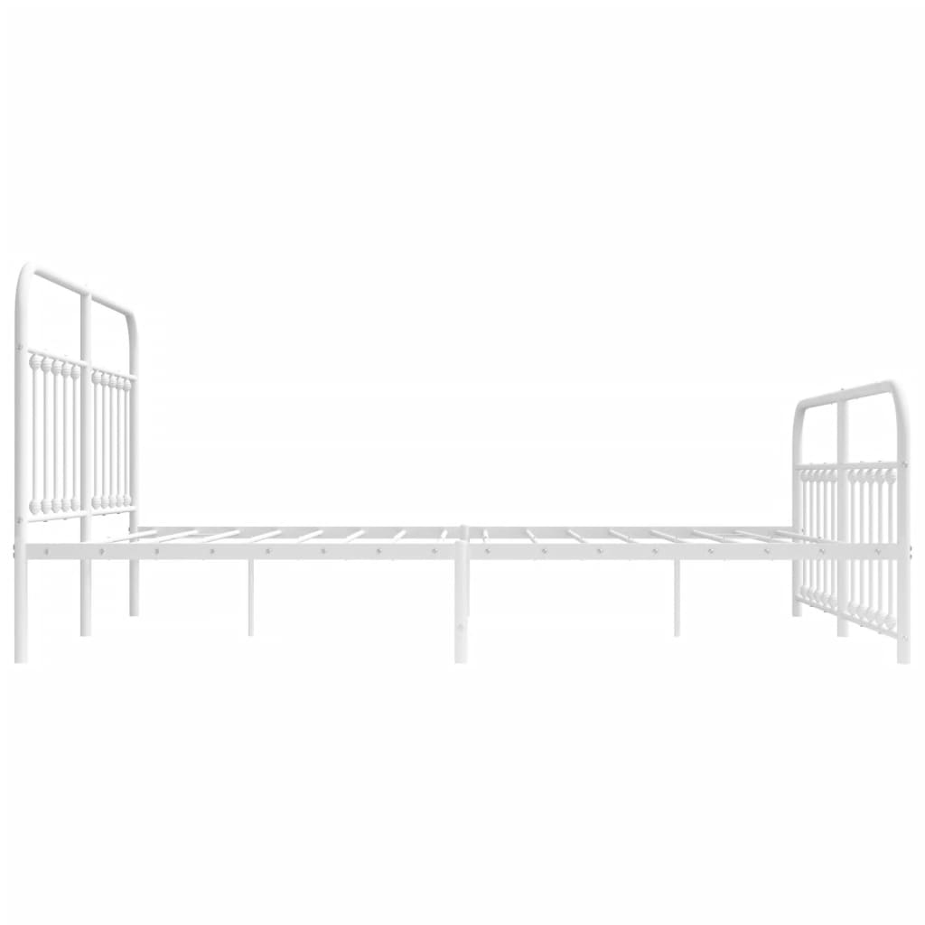 Metal Bed Frame With Headboard And Footboard White 180X200 Cm Super King