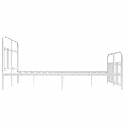 Metal Bed Frame With Headboard And Footboard White 180X200 Cm Super King