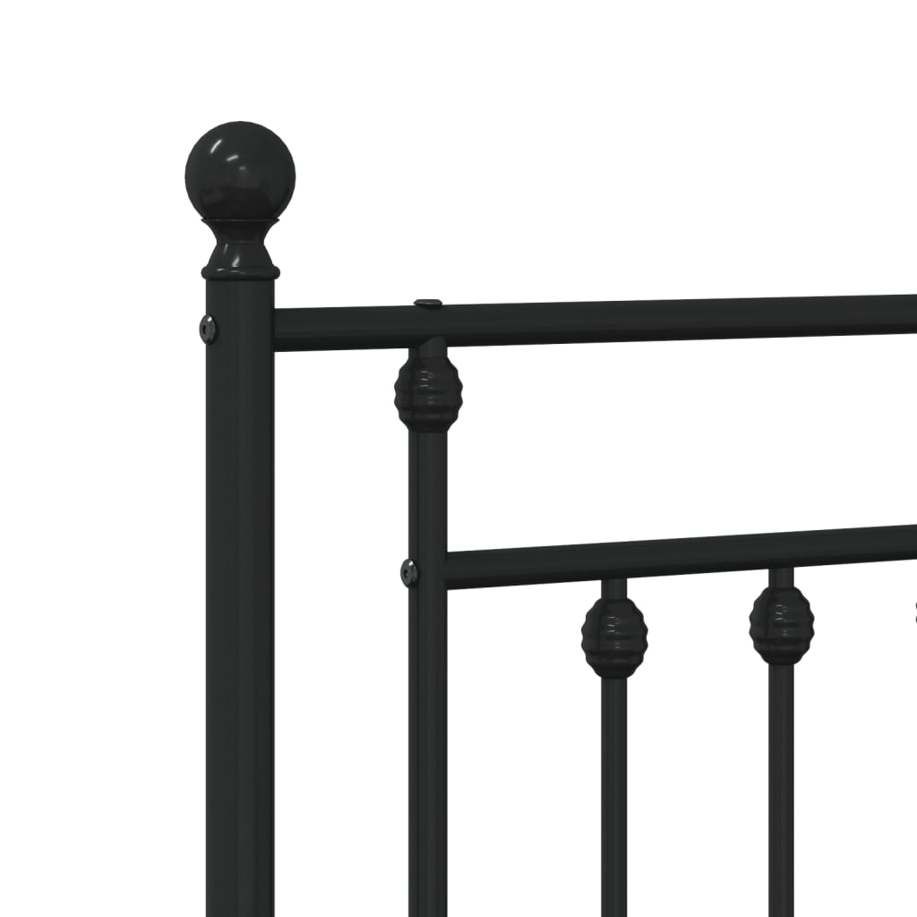 Metal Bed Frame With Headboard And Footboard Black 120X190 Cm Small Double