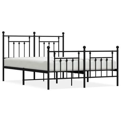 Metal Bed Frame With Headboard And Footboard Black 150X200 Cm King Size