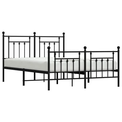 Metal Bed Frame With Headboard And Footboard Black 150X200 Cm King Size