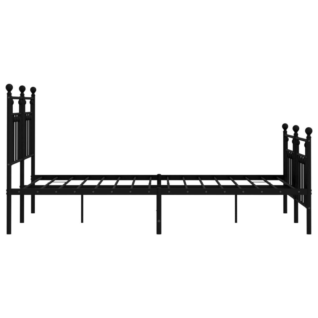 Metal Bed Frame With Headboard And Footboard Black 150X200 Cm King Size