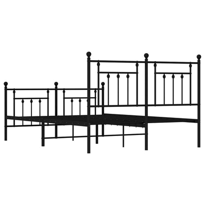 Metal Bed Frame With Headboard And Footboard Black 150X200 Cm King Size