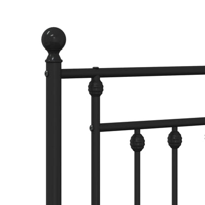 Metal Bed Frame With Headboard And Footboard Black 150X200 Cm King Size