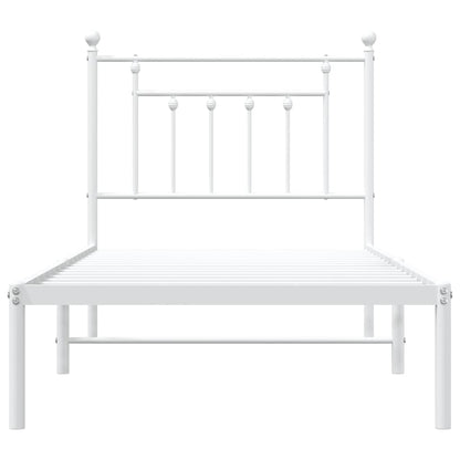 Metal Bed Frame With Headboard White 90X190 Cm Single