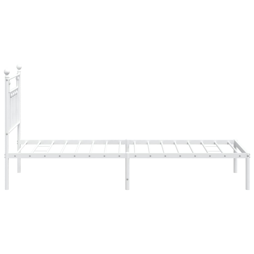 Metal Bed Frame With Headboard White 90X190 Cm Single