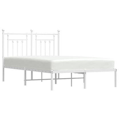 Metal Bed Frame With Headboard White 120X190 Cm Small Double