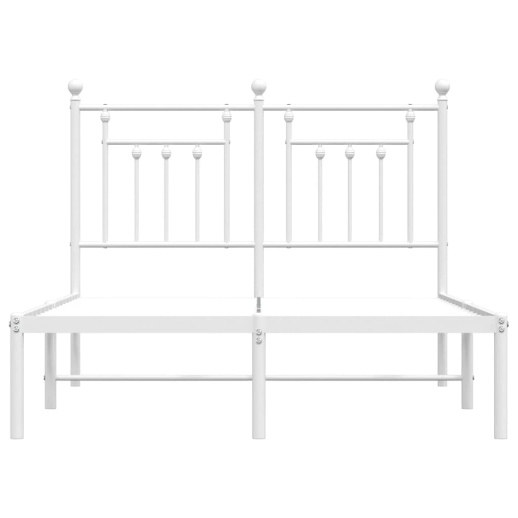 Metal Bed Frame With Headboard White 120X190 Cm Small Double