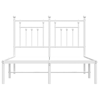 Metal Bed Frame With Headboard White 120X190 Cm Small Double