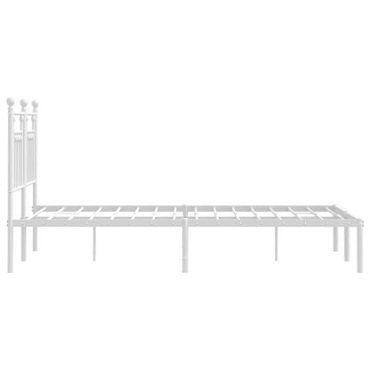 Metal Bed Frame With Headboard White 120X190 Cm Small Double