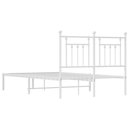 Metal Bed Frame With Headboard White 120X190 Cm Small Double