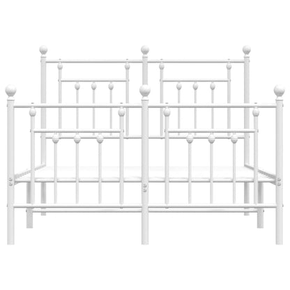 Metal Bed Frame With Headboard And Footboard White 120X190 Cm Small Double