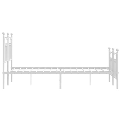 Metal Bed Frame With Headboard And Footboard White 120X190 Cm Small Double