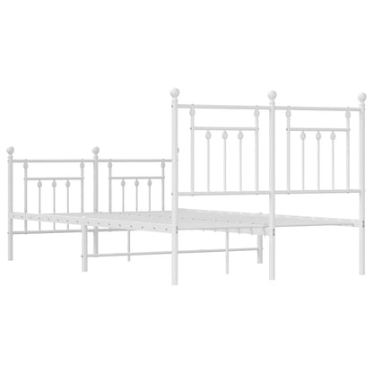 Metal Bed Frame With Headboard And Footboard White 120X190 Cm Small Double