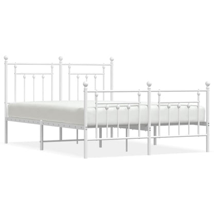 Metal Bed Frame With Headboard And Footboard White 150X200 Cm King Size