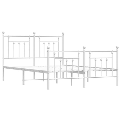 Metal Bed Frame With Headboard And Footboard White 150X200 Cm King Size