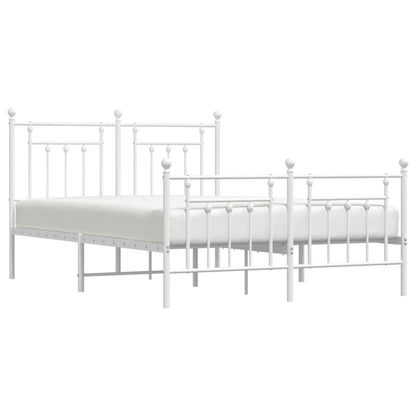 Metal Bed Frame With Headboard And Footboard White 150X200 Cm King Size