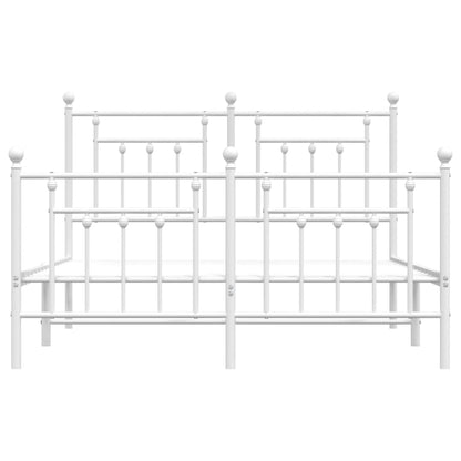 Metal Bed Frame With Headboard And Footboard White 150X200 Cm King Size