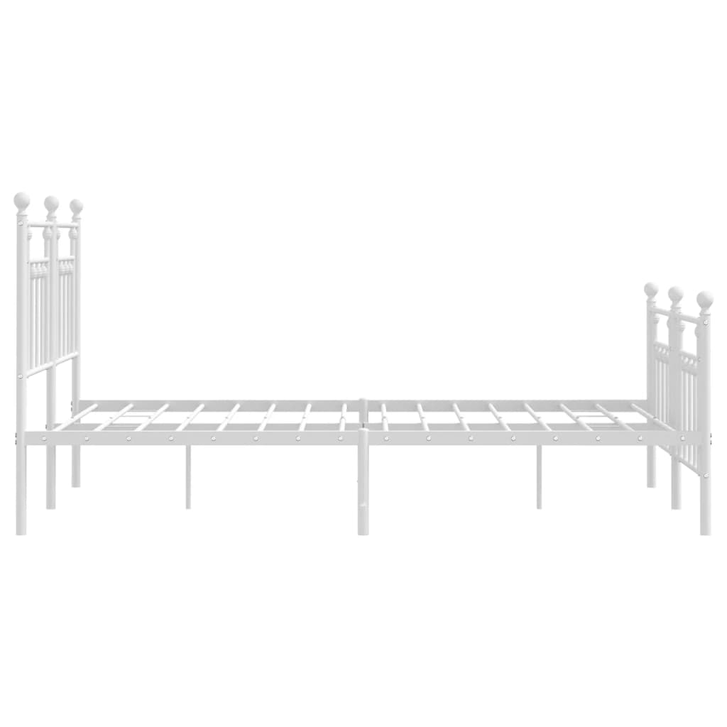 Metal Bed Frame With Headboard And Footboard White 150X200 Cm King Size