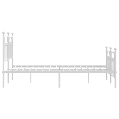 Metal Bed Frame With Headboard And Footboard White 150X200 Cm King Size