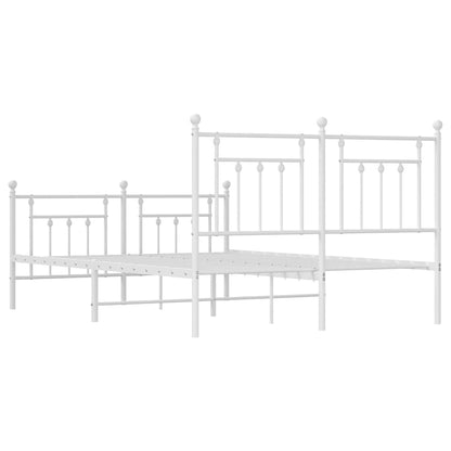 Metal Bed Frame With Headboard And Footboard White 150X200 Cm King Size