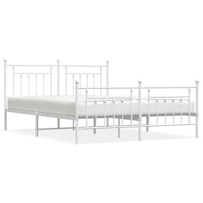 Metal Bed Frame With Headboard And Footboard White 180X200 Cm Super King