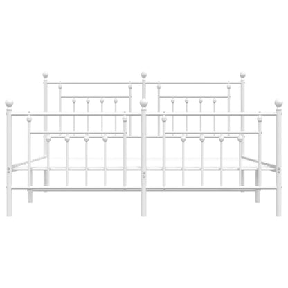 Metal Bed Frame With Headboard And Footboard White 180X200 Cm Super King