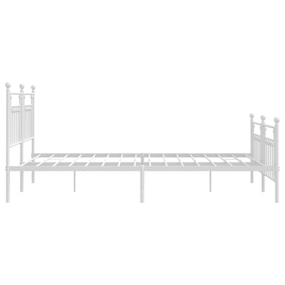 Metal Bed Frame With Headboard And Footboard White 180X200 Cm Super King