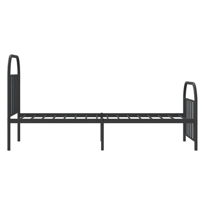 Metal Bed Frame With Headboard And Footboard Black 90X190 Cm Single