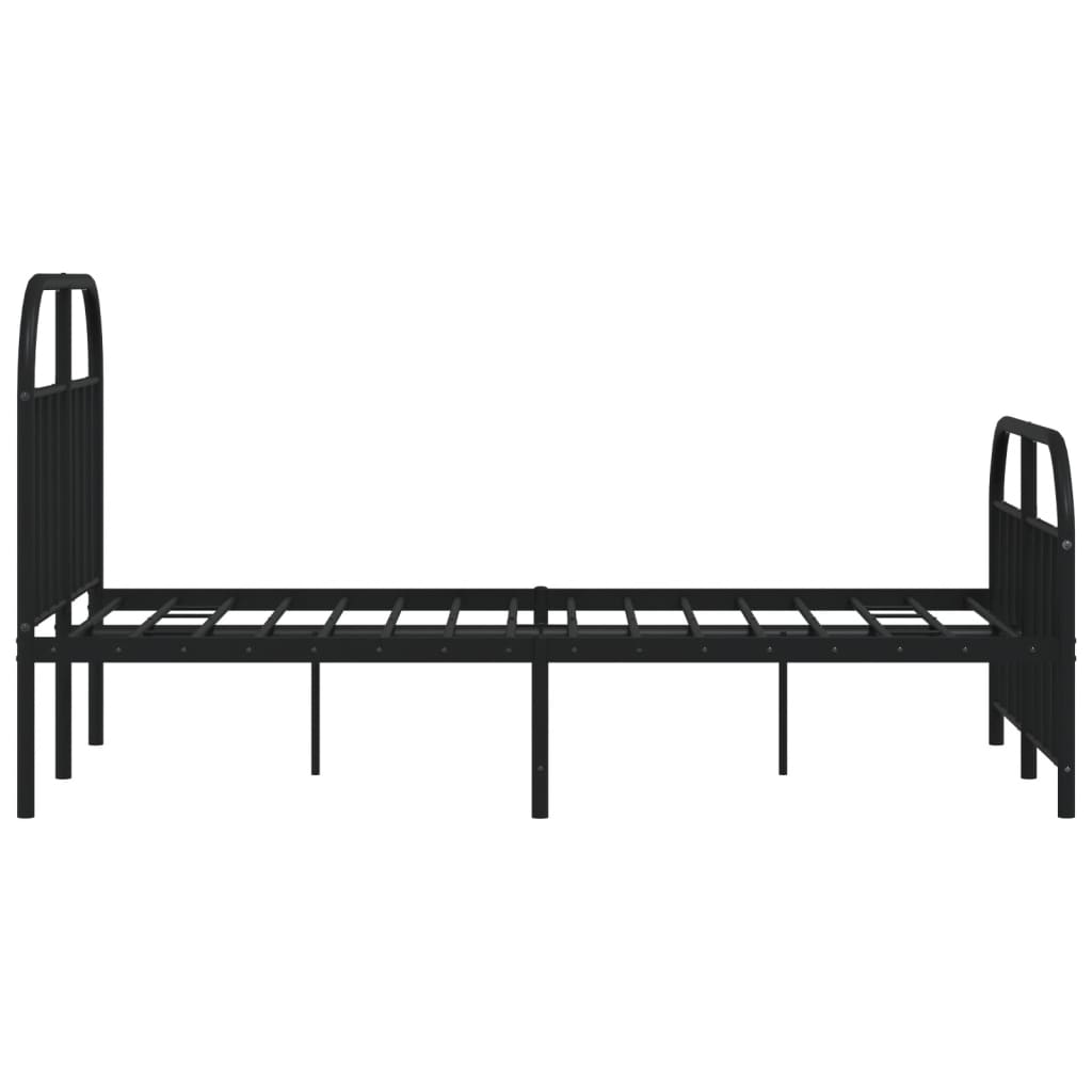 Metal Bed Frame With Headboard And Footboard Black 120X190 Cm Small Double