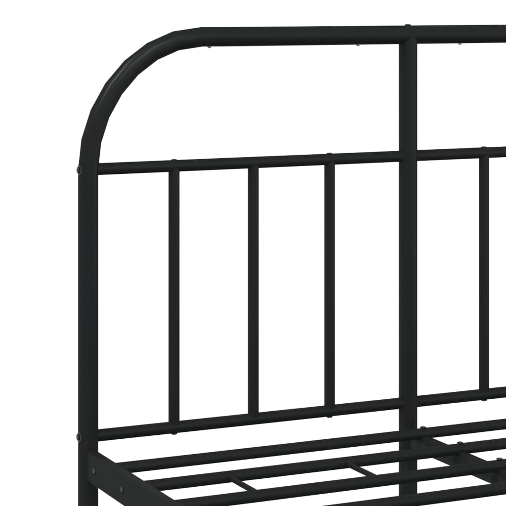 Metal Bed Frame With Headboard And Footboard Black 120X190 Cm Small Double