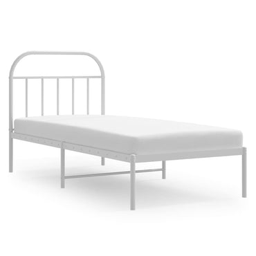 Metal Bed Frame With Headboard White 90X190 Cm Single