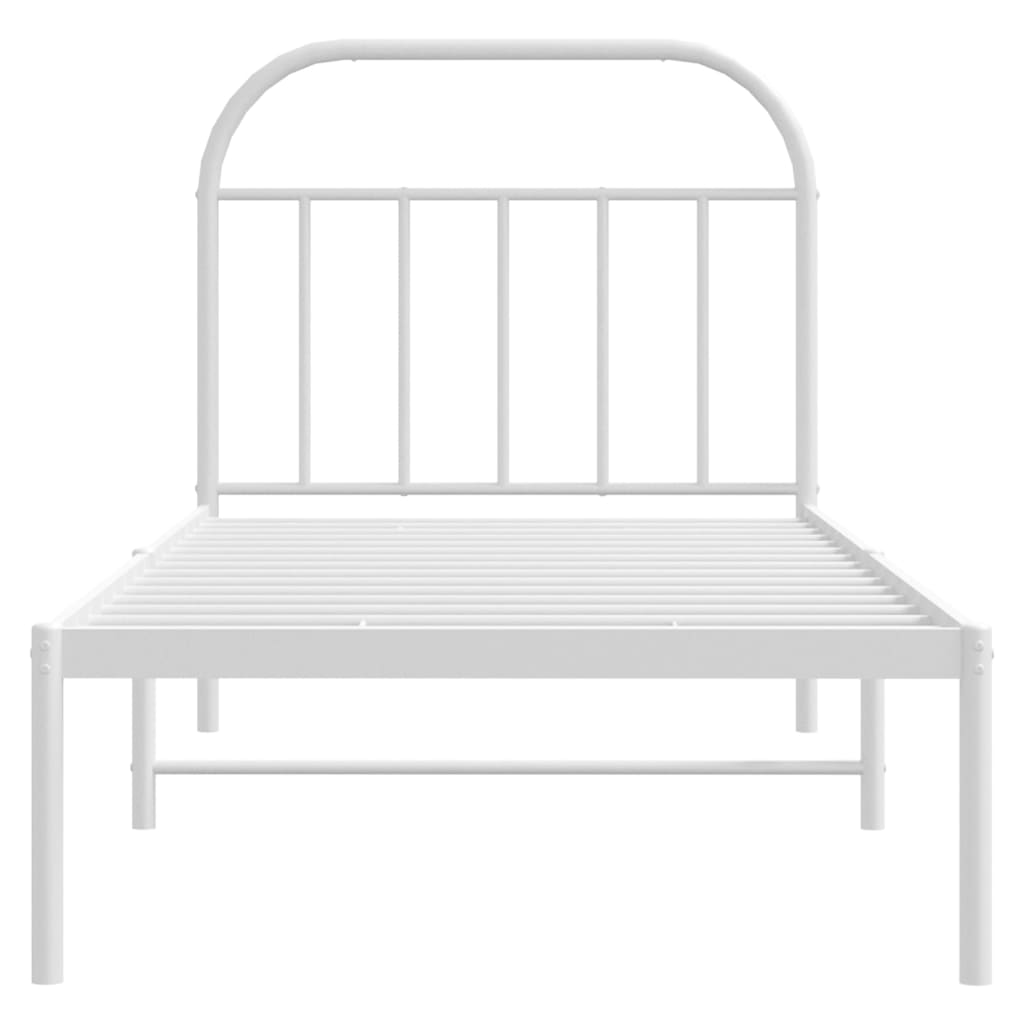 Metal Bed Frame With Headboard White 90X190 Cm Single