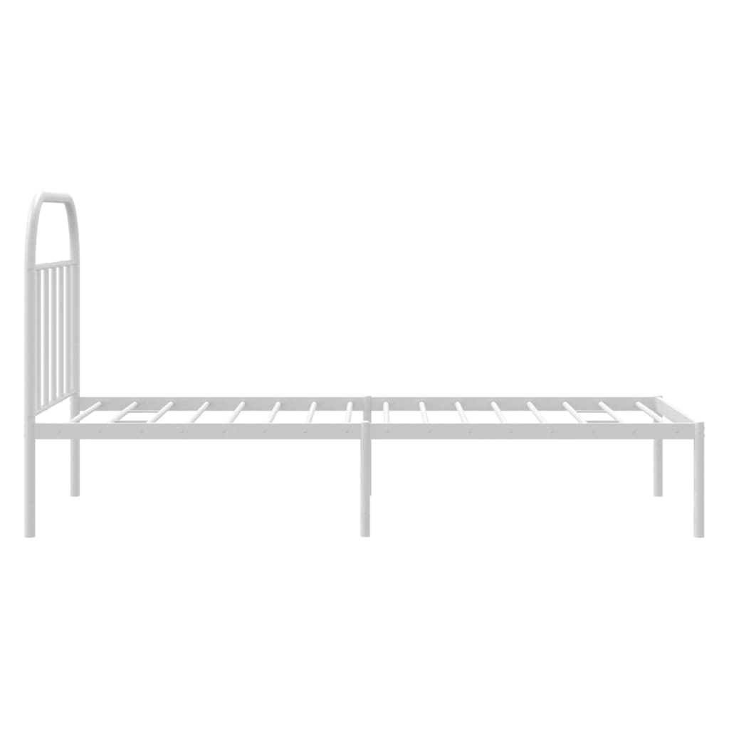 Metal Bed Frame With Headboard White 90X190 Cm Single