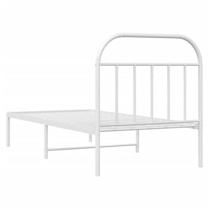 Metal Bed Frame With Headboard White 90X190 Cm Single