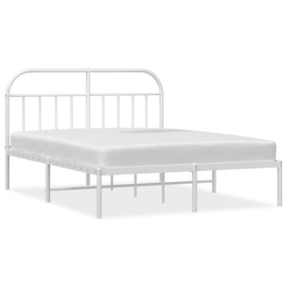 Metal Bed Frame With Headboard White 150X200 Cm King Size