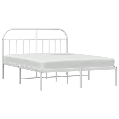 Metal Bed Frame With Headboard White 150X200 Cm King Size