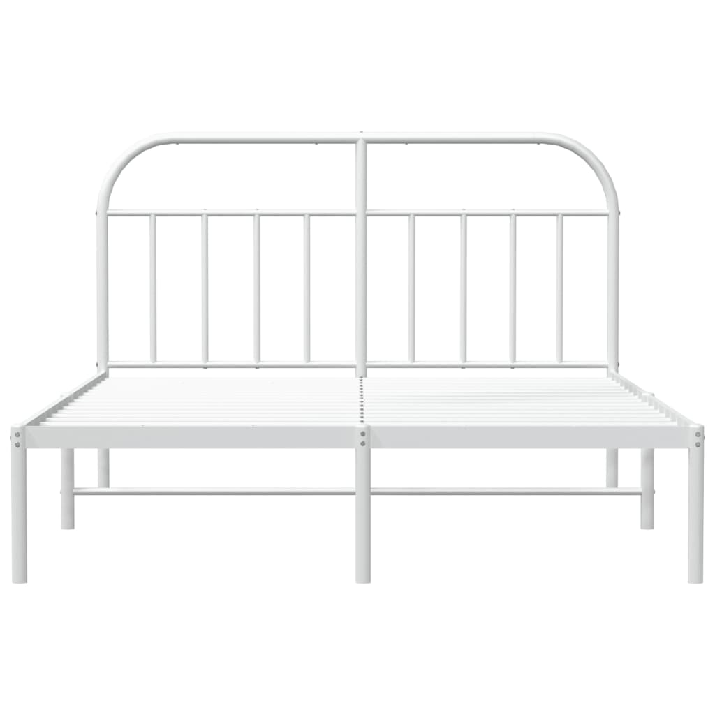 Metal Bed Frame With Headboard White 150X200 Cm King Size