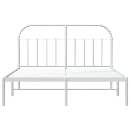 Metal Bed Frame With Headboard White 150X200 Cm King Size