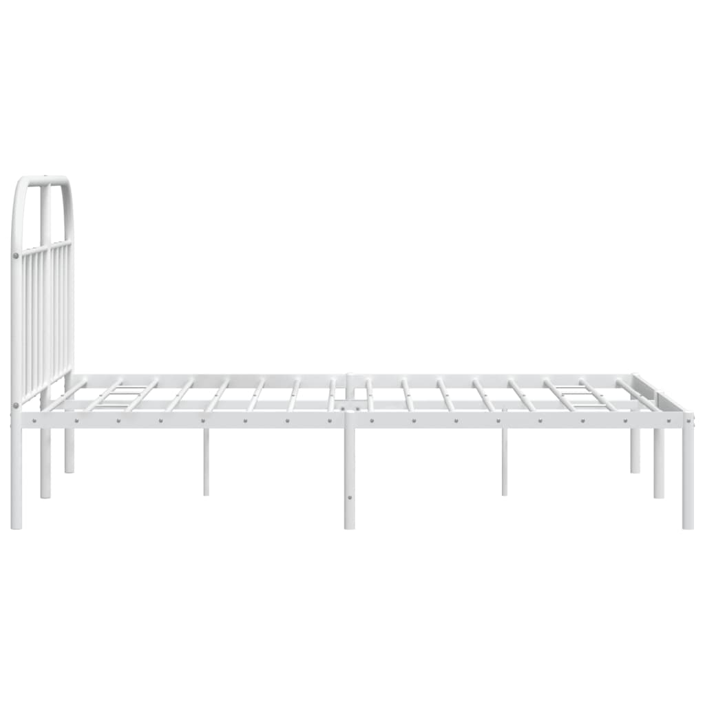 Metal Bed Frame With Headboard White 150X200 Cm King Size