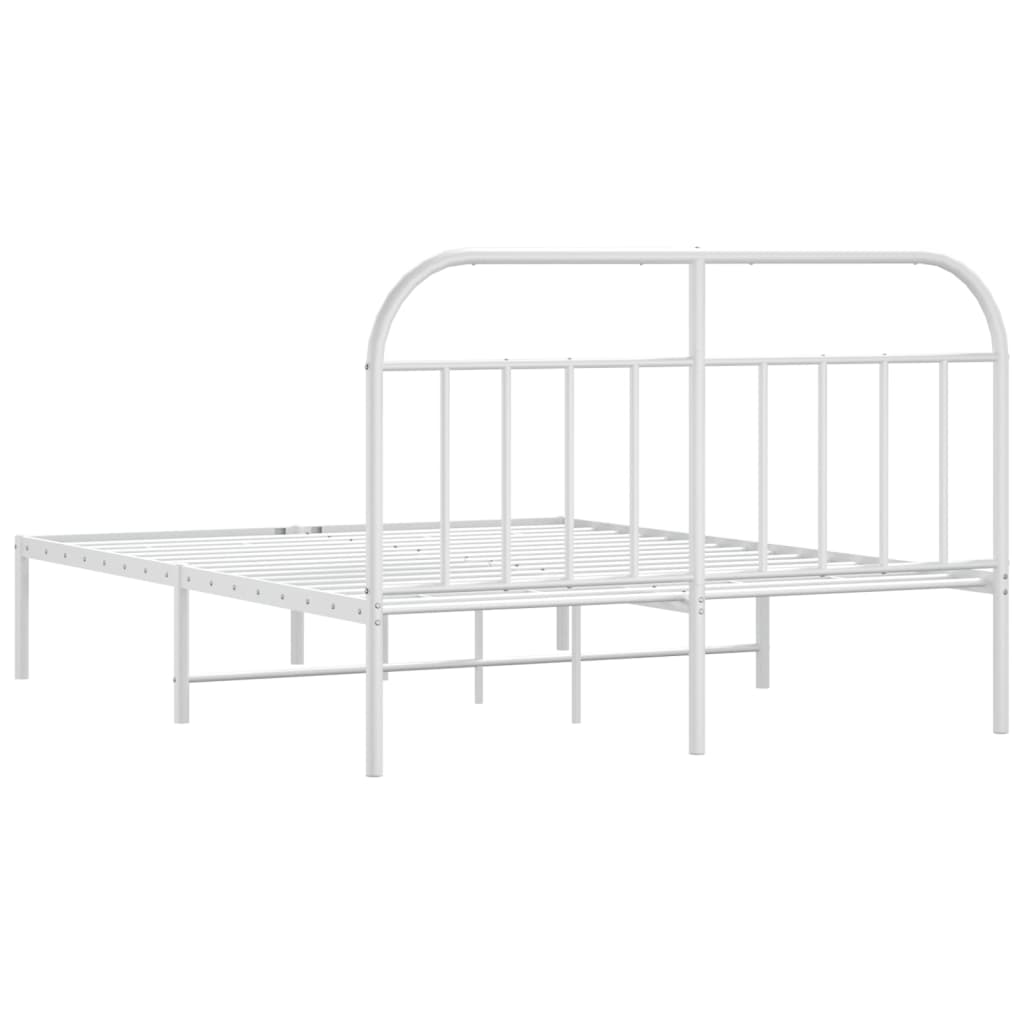 Metal Bed Frame With Headboard White 150X200 Cm King Size