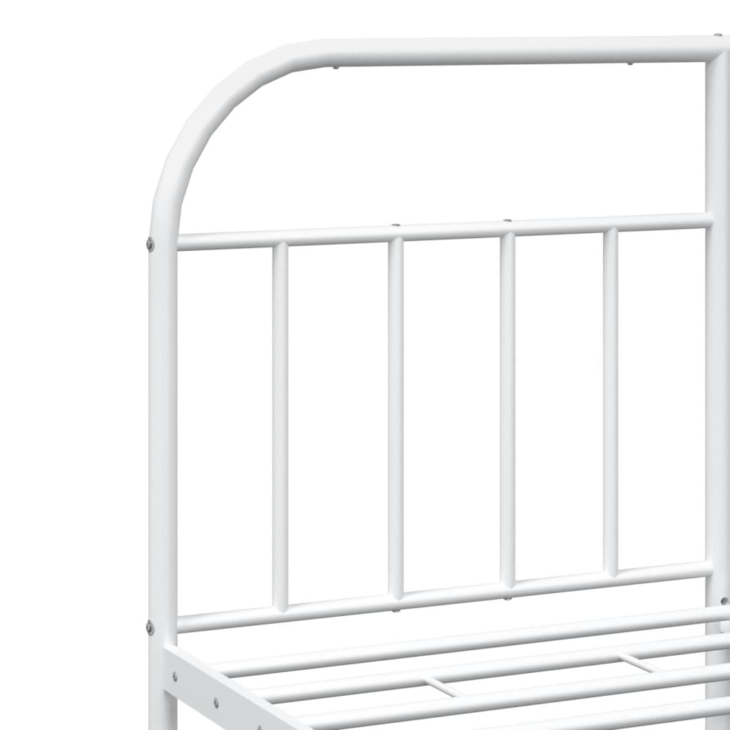 Metal Bed Frame With Headboard White 150X200 Cm King Size