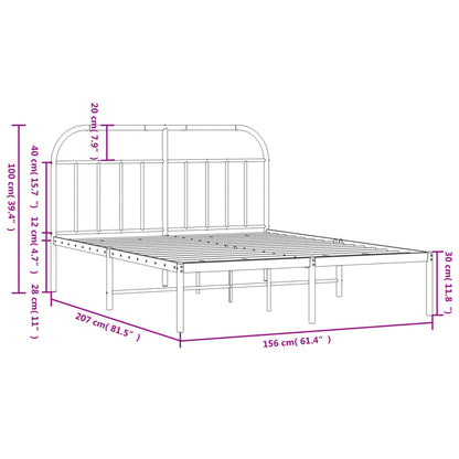 Metal Bed Frame With Headboard White 150X200 Cm King Size