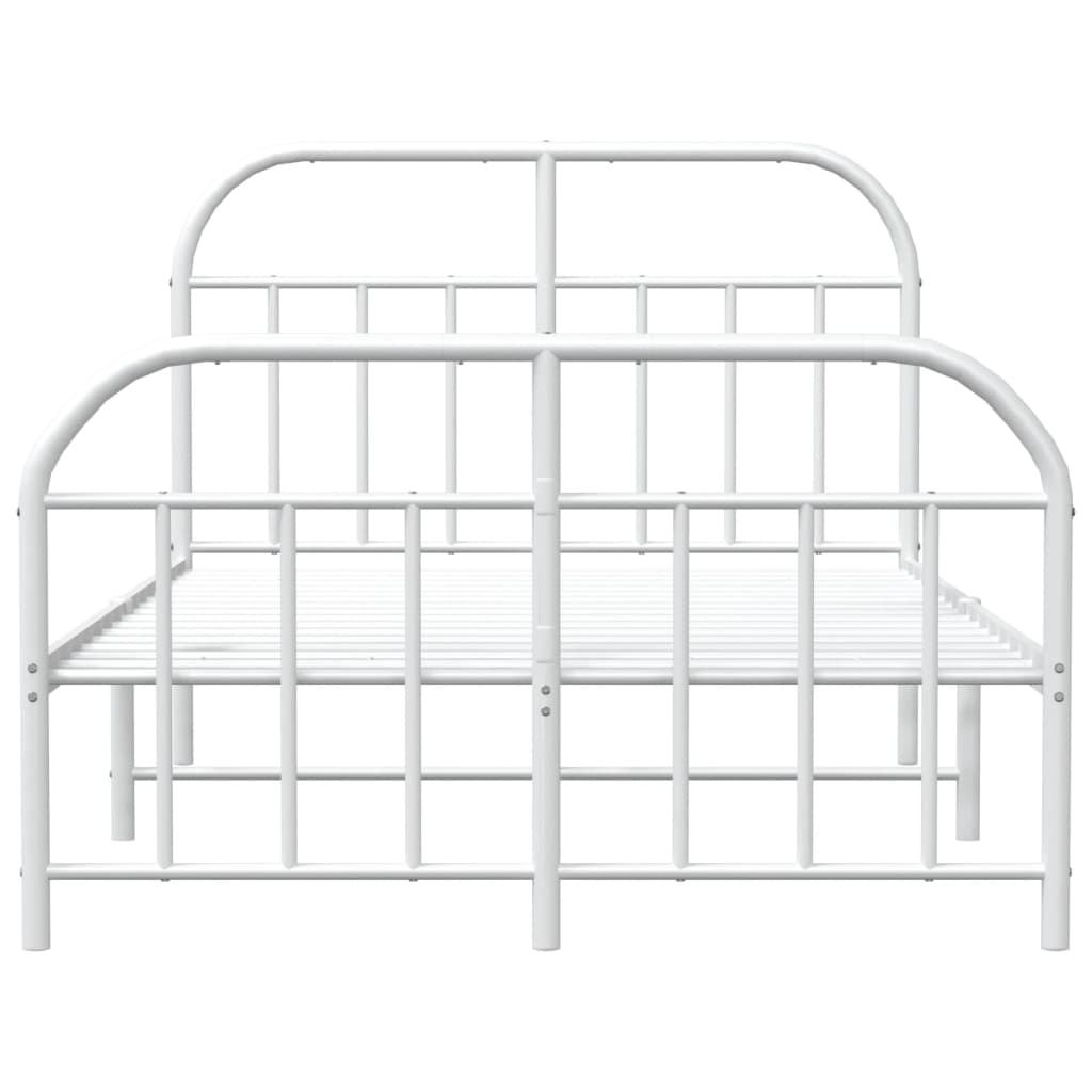 Metal Bed Frame With Headboard And Footboard White 120X190 Cm Small Double