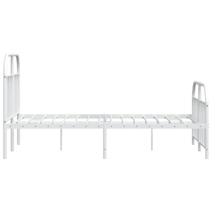 Metal Bed Frame With Headboard And Footboard White 120X190 Cm Small Double