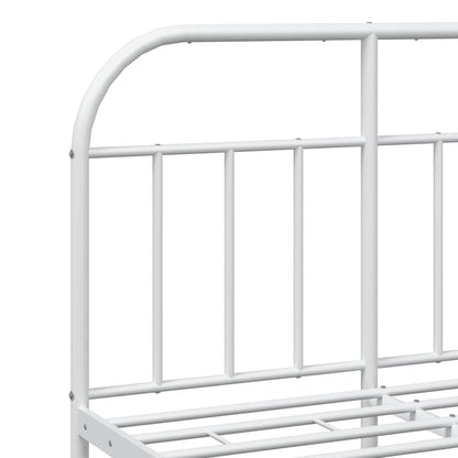 Metal Bed Frame With Headboard And Footboard White 120X190 Cm Small Double