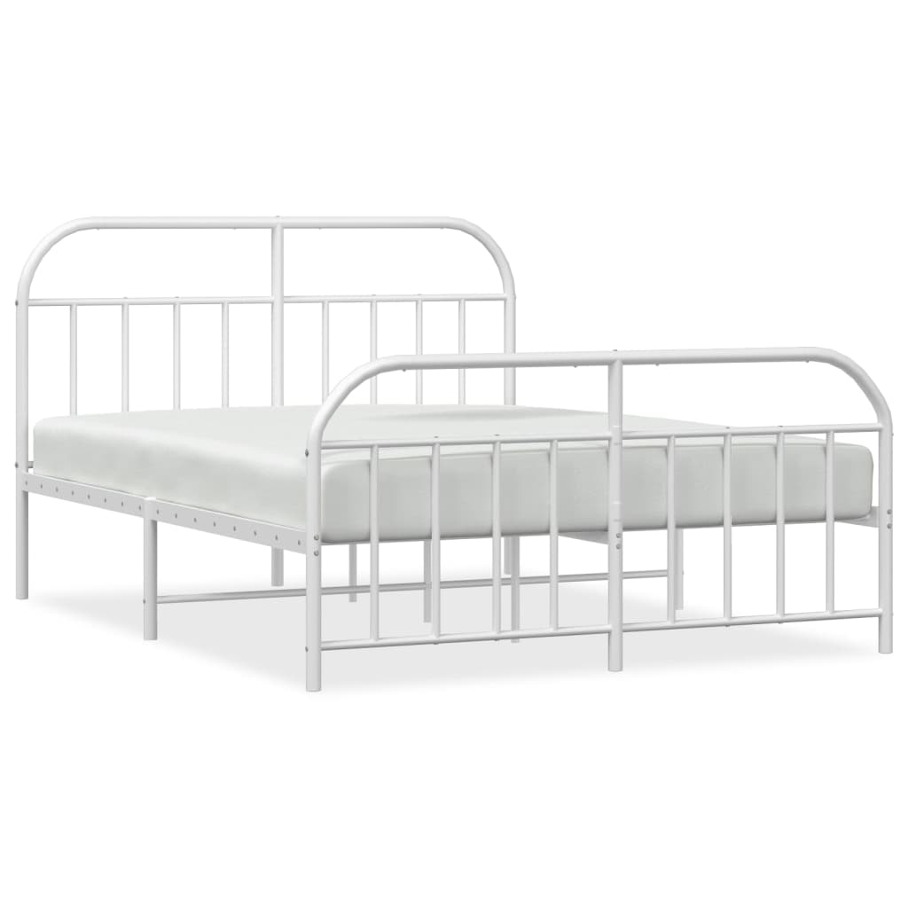 Metal Bed Frame With Headboard And Footboard White 180X200 Cm Super King